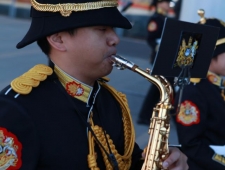 Ceremonial helmet for music band